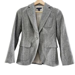 GAP Light Heathered Charcoal Classic Wool Blend Blazer Size 0 Petite